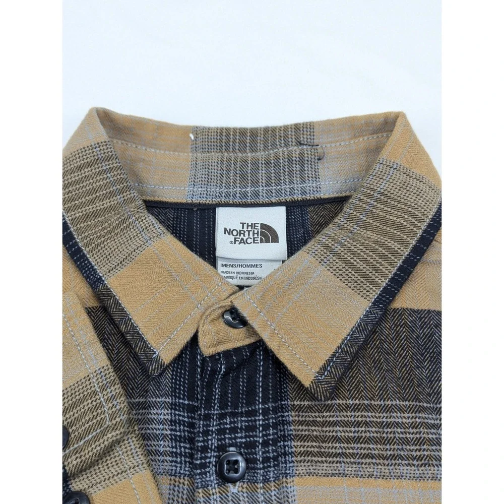 The North Face Flannel Shirt Mens LG Brown Black Plaid Lite Weight Stayside Y2K